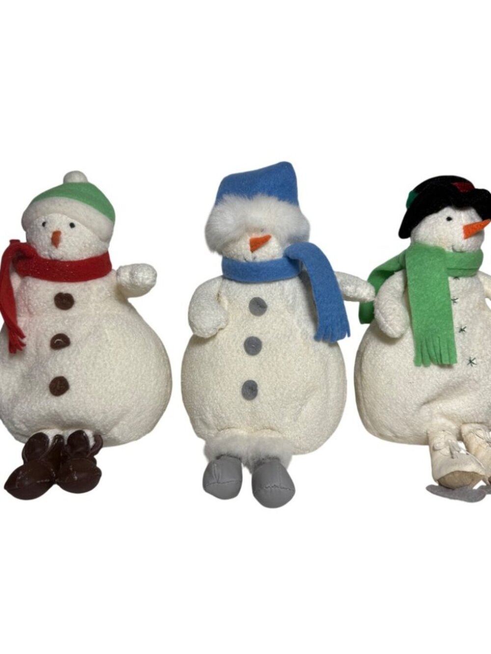 Vintage Hallmark Christmas Snowmen Plush with Bells Lot of 3 Excellent